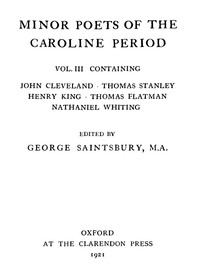 Minor Poets of the Caroline Period, Vol. III